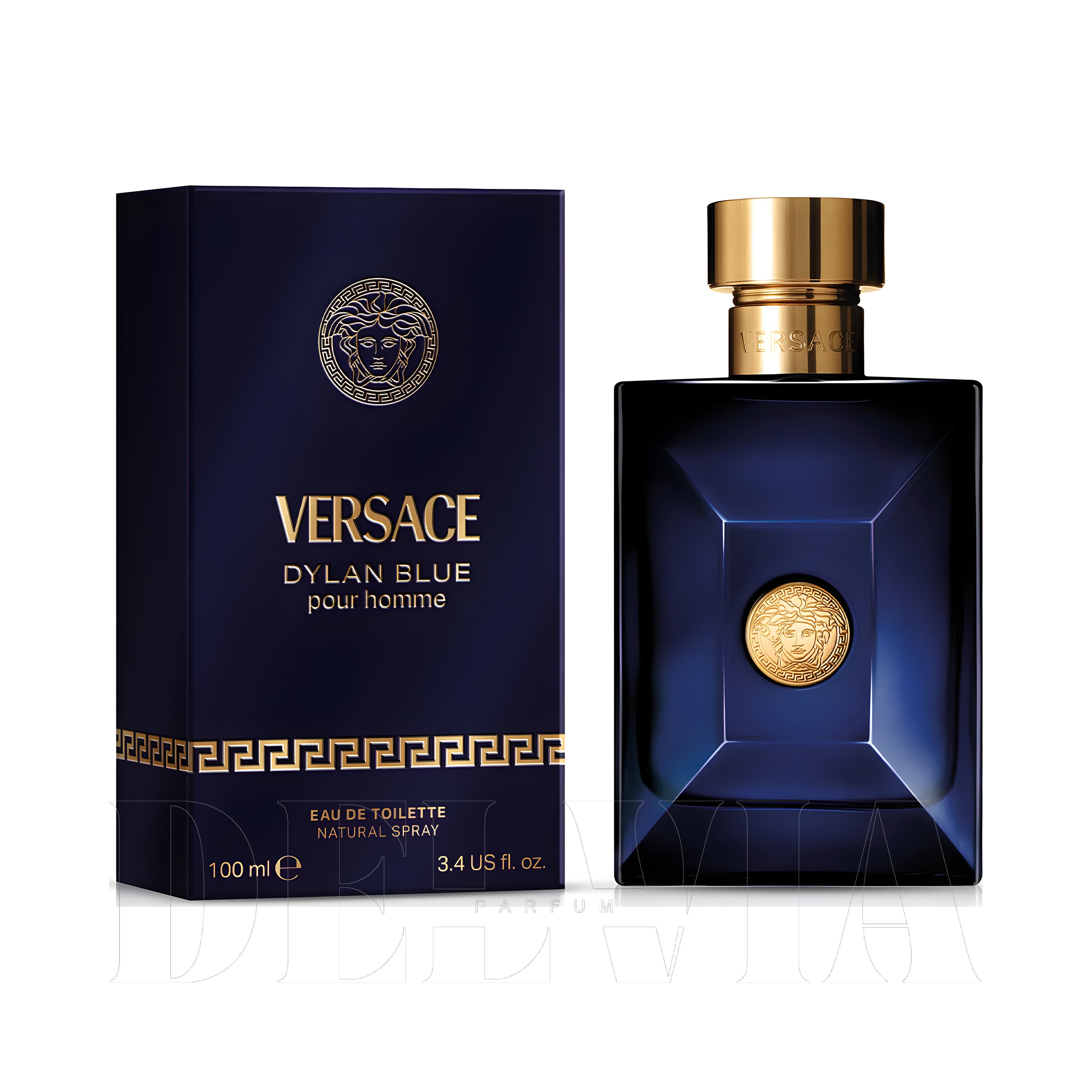 Versace Dylan Blue Tam Boy Parfum — kutu ve şişe görseli