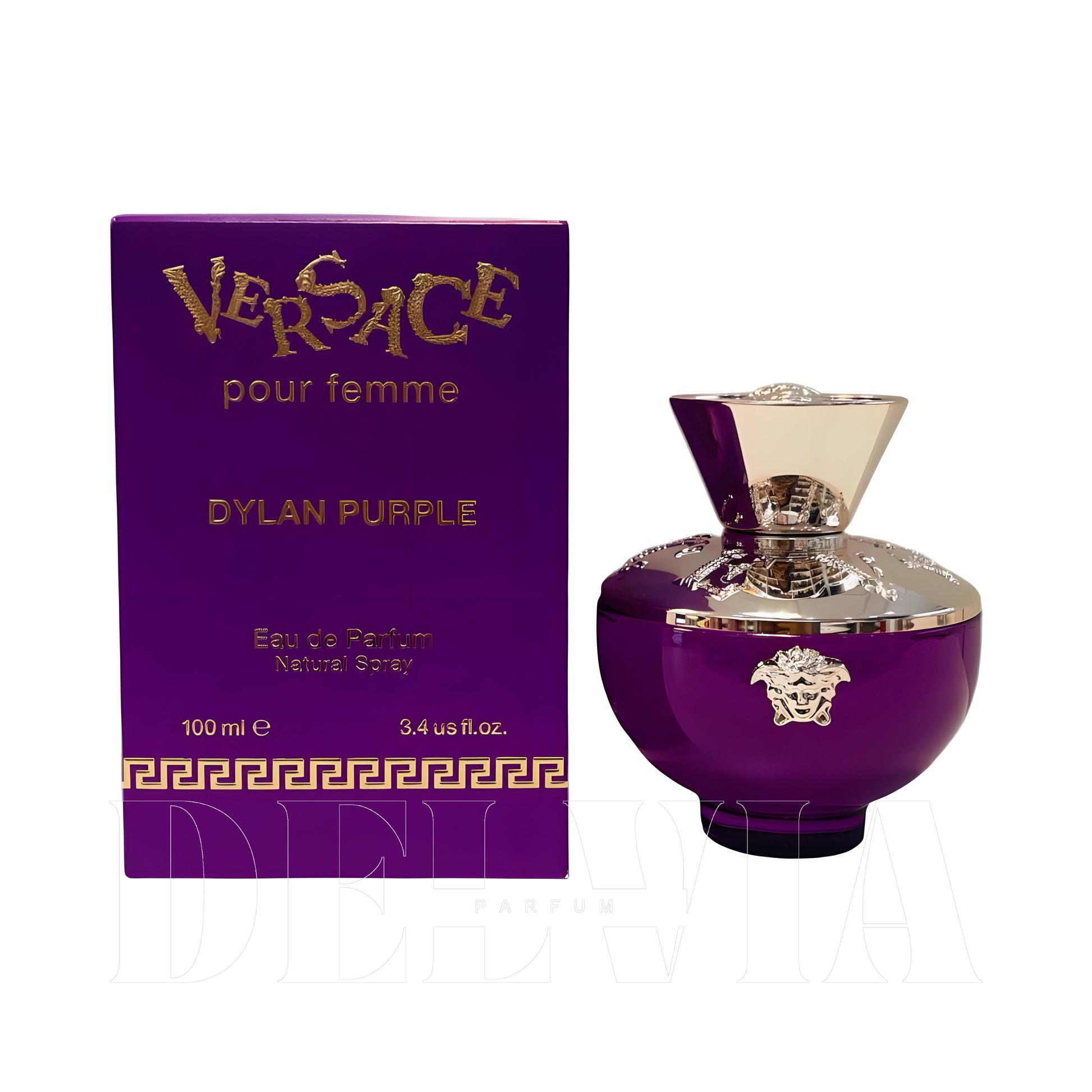 Versace Dylan Purple 20 ml dekant parfüm — kutu ve şişe görseli