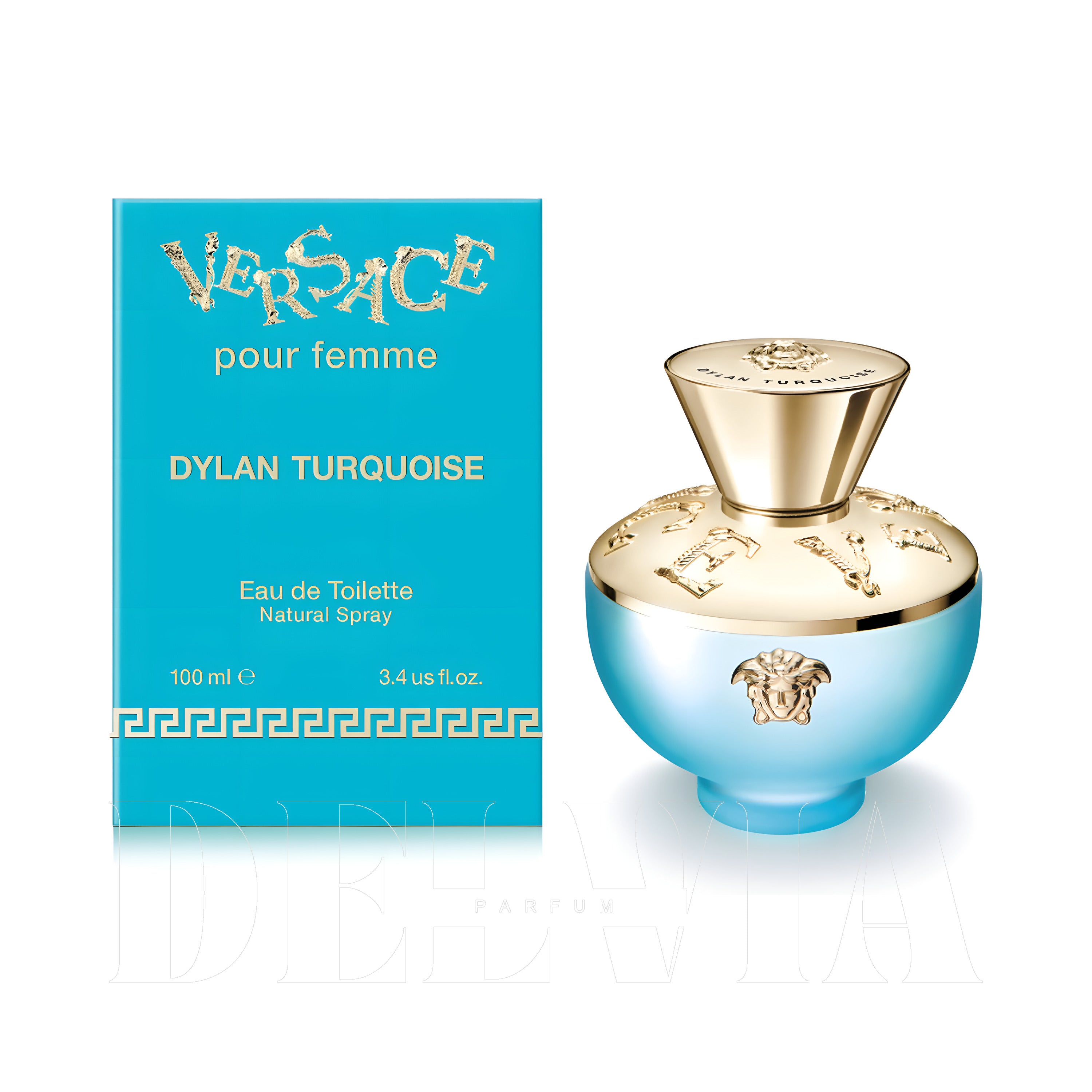Versace Dylan Torquoise 2 ml dekant parfüm — kutu ve şişe görseli