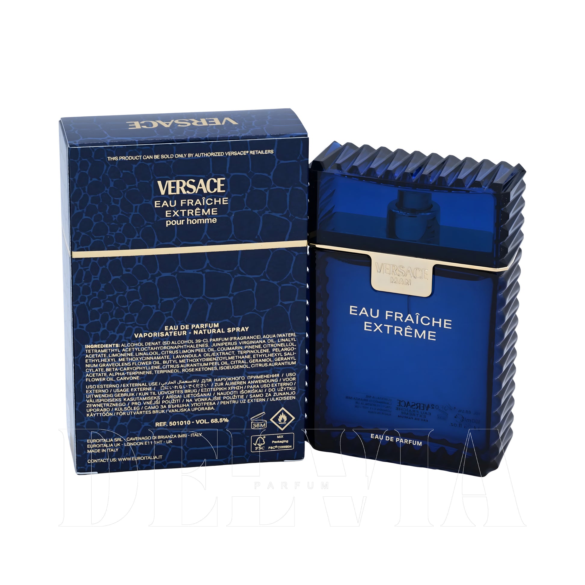 Versace Eau Fraiche Extreme 20 ml dekant parfüm — kutu ve şişe görseli