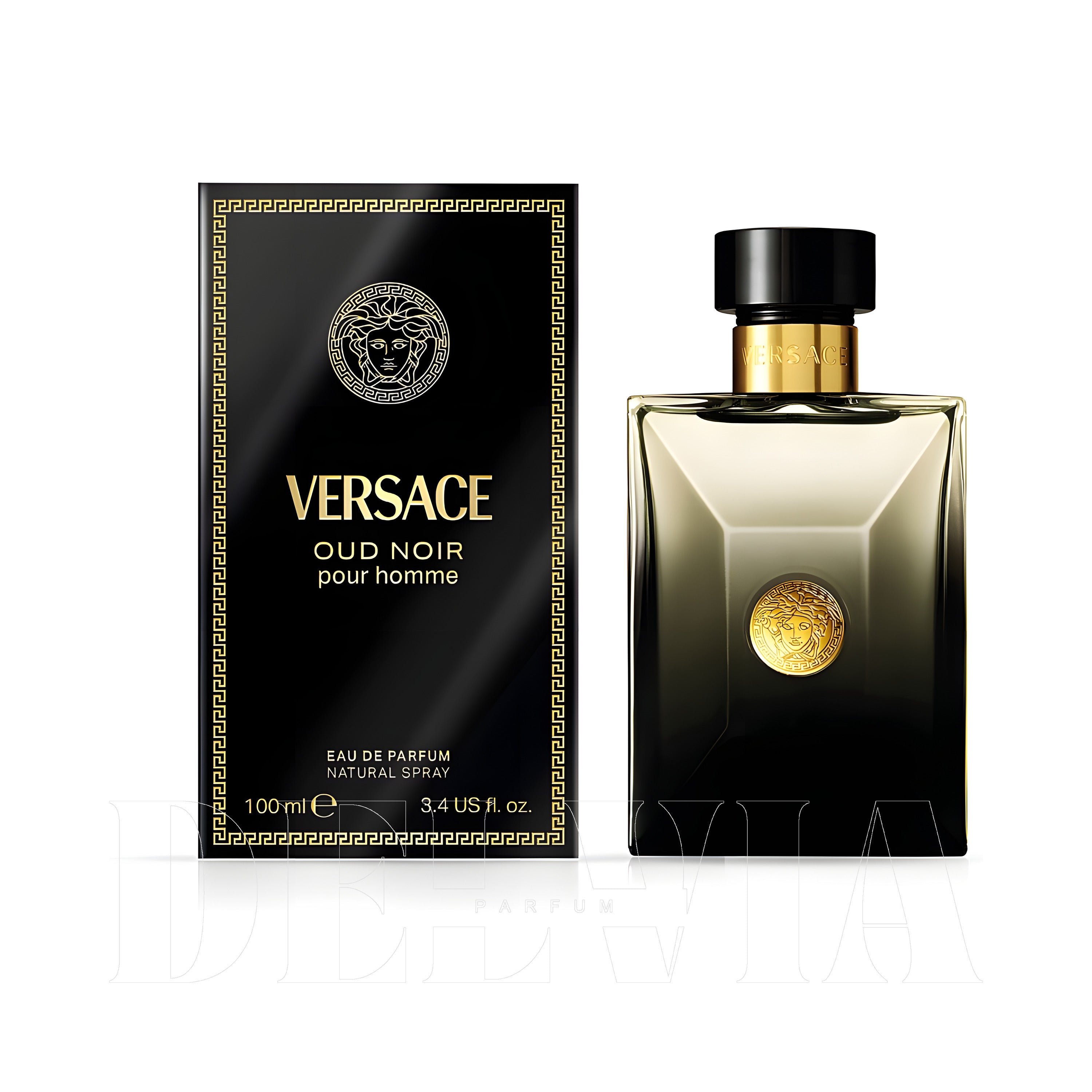 Versace Oud Noir 2 ml dekant parfüm — kutu ve şişe görseli