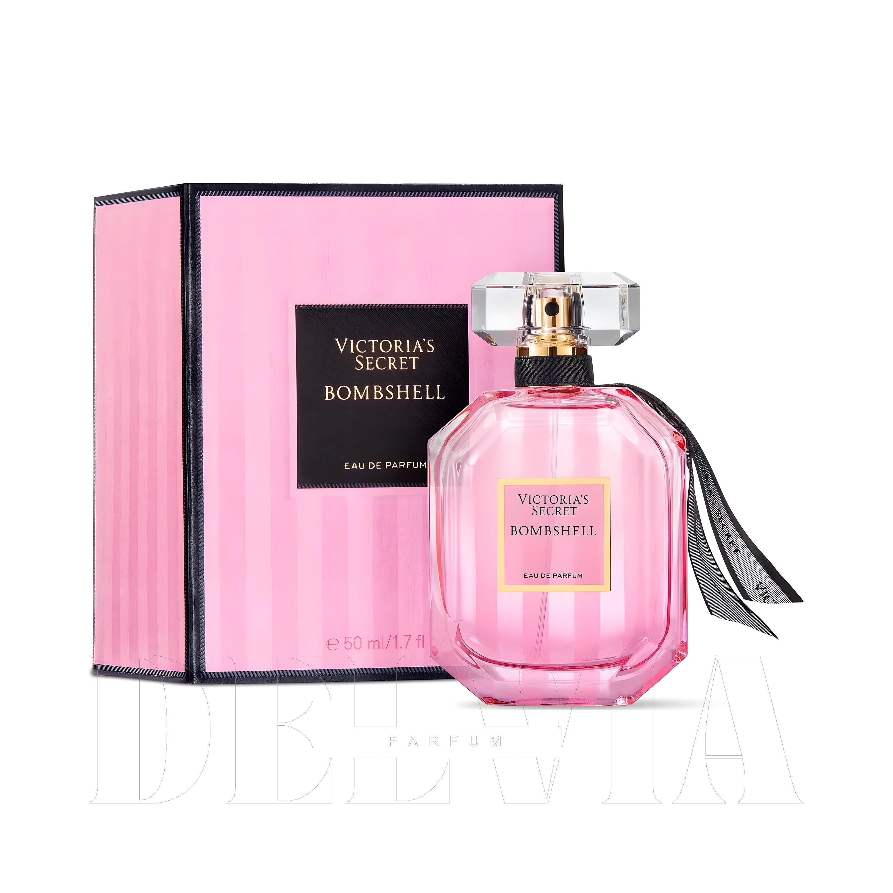 Victoria S Secret Bombshell 8 ml dekant parfüm — kutu ve şişe görseli