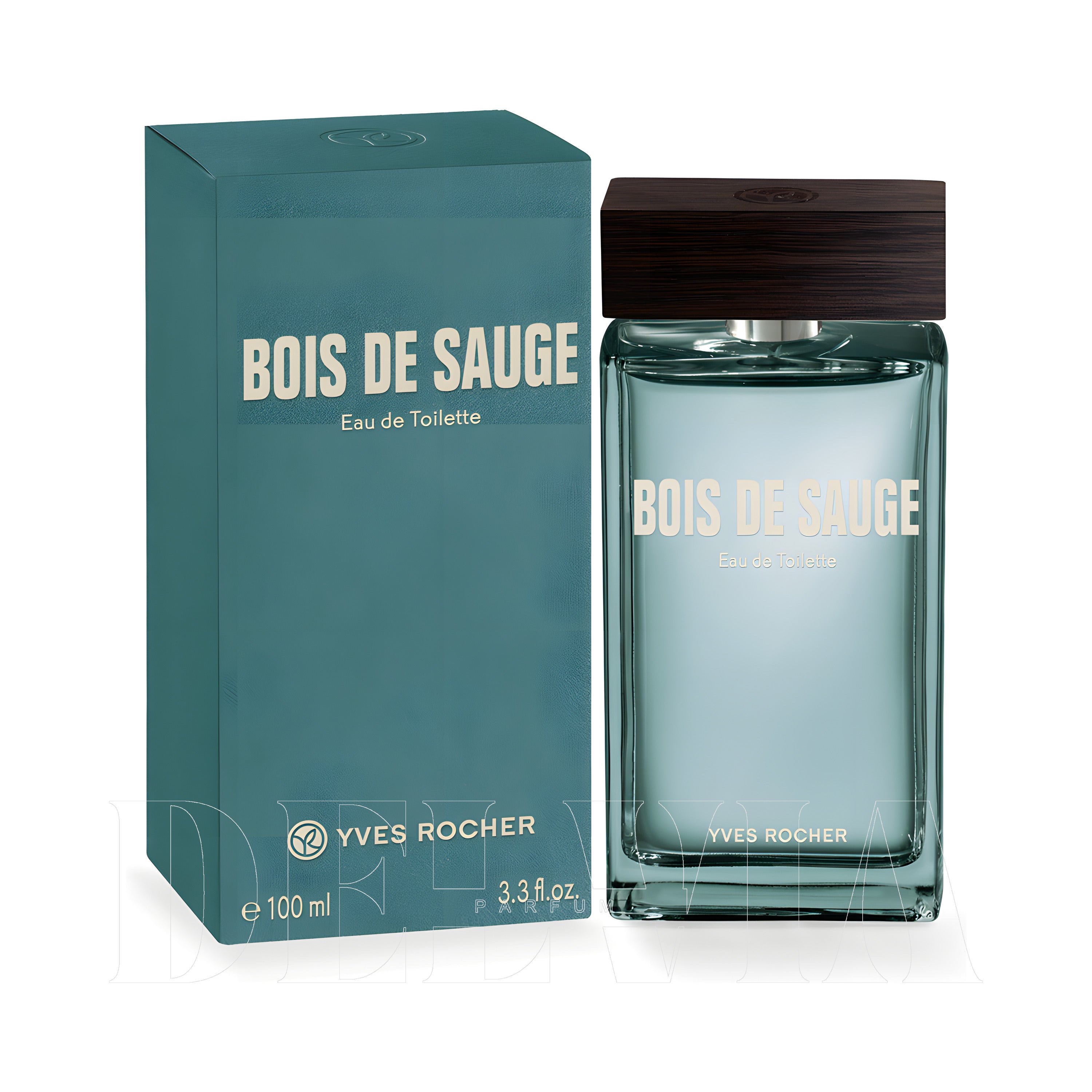 Yves Rocher Bois De Sauge 3 ml dekant parfüm — kutu ve şişe görseli