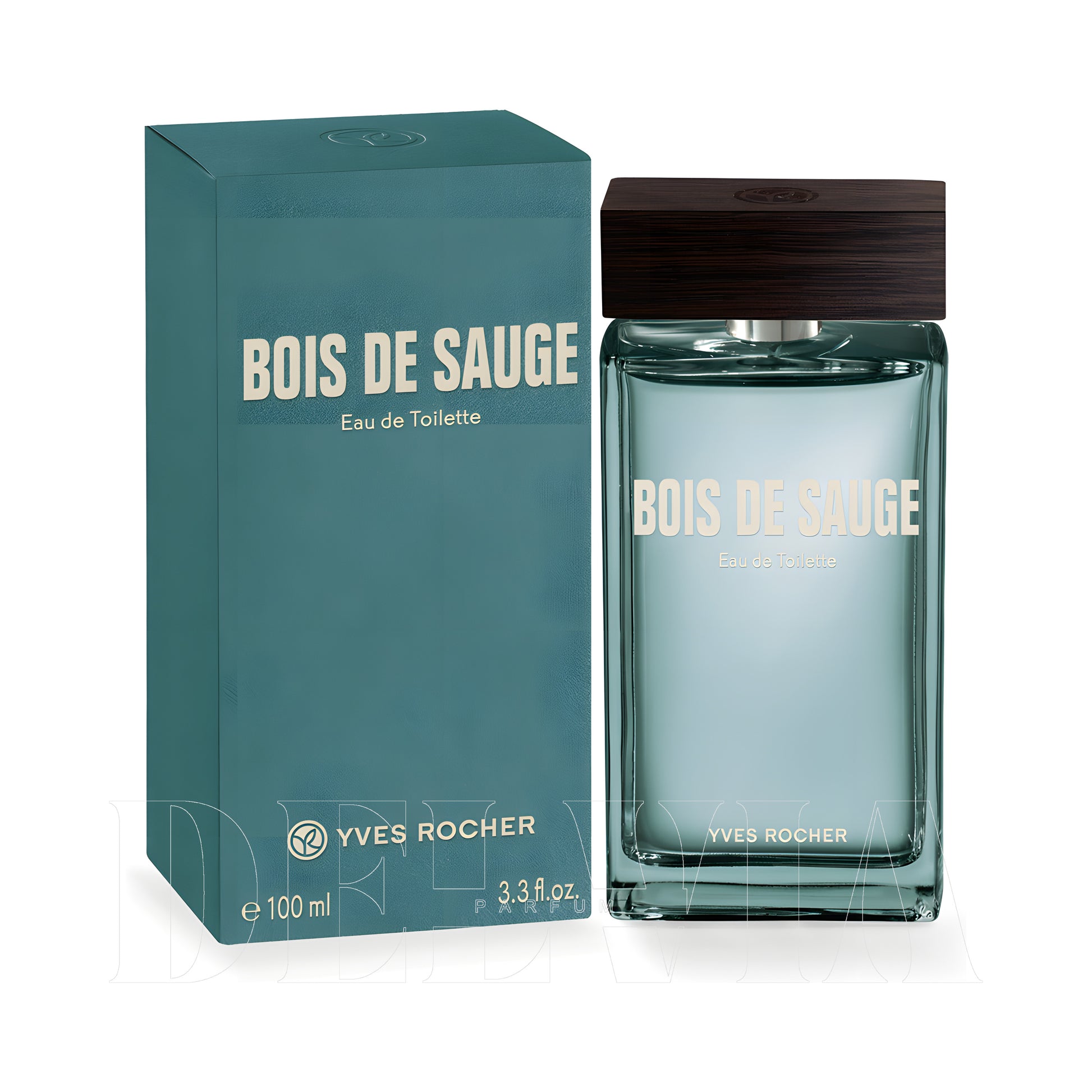 Yves Rocher Bois De Sauge 5 ml dekant parfüm — kutu ve şişe görseli