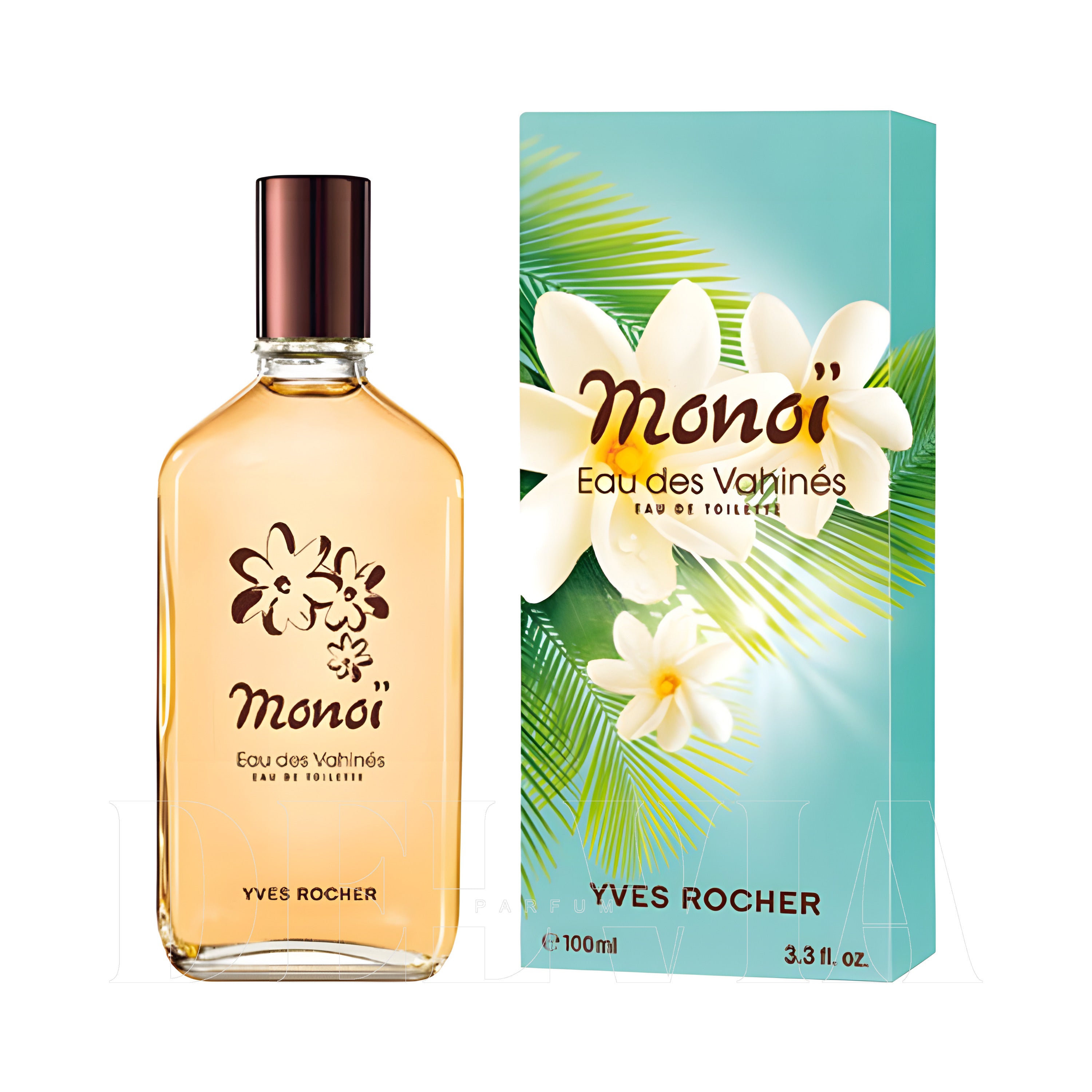 Yves Rocher Monoi 1 ml dekant parfüm — kutu ve şişe görseli