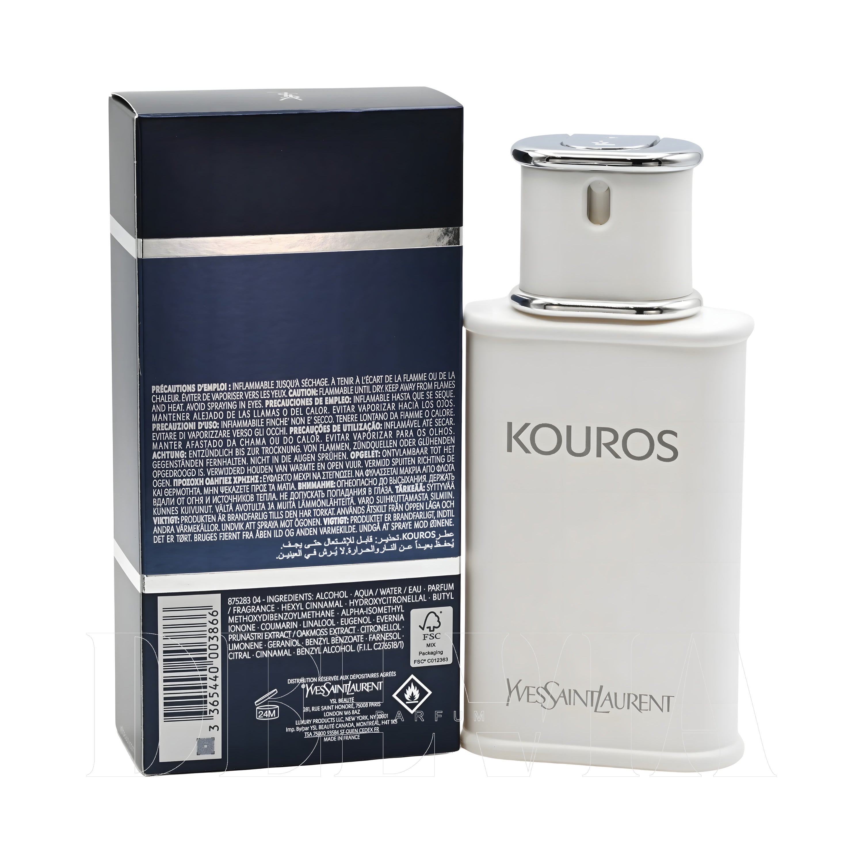 Yves Saint Laurent Kouros 2 ml dekant parfüm — kutu ve şişe görseli