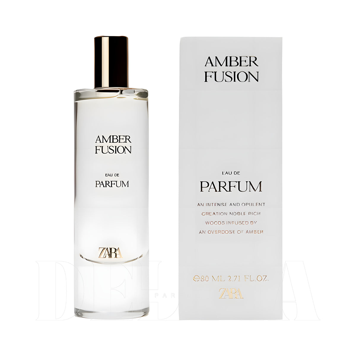 Zara Amber Fusion Edp 2 ml dekant parfüm — kutu ve şişe görseli