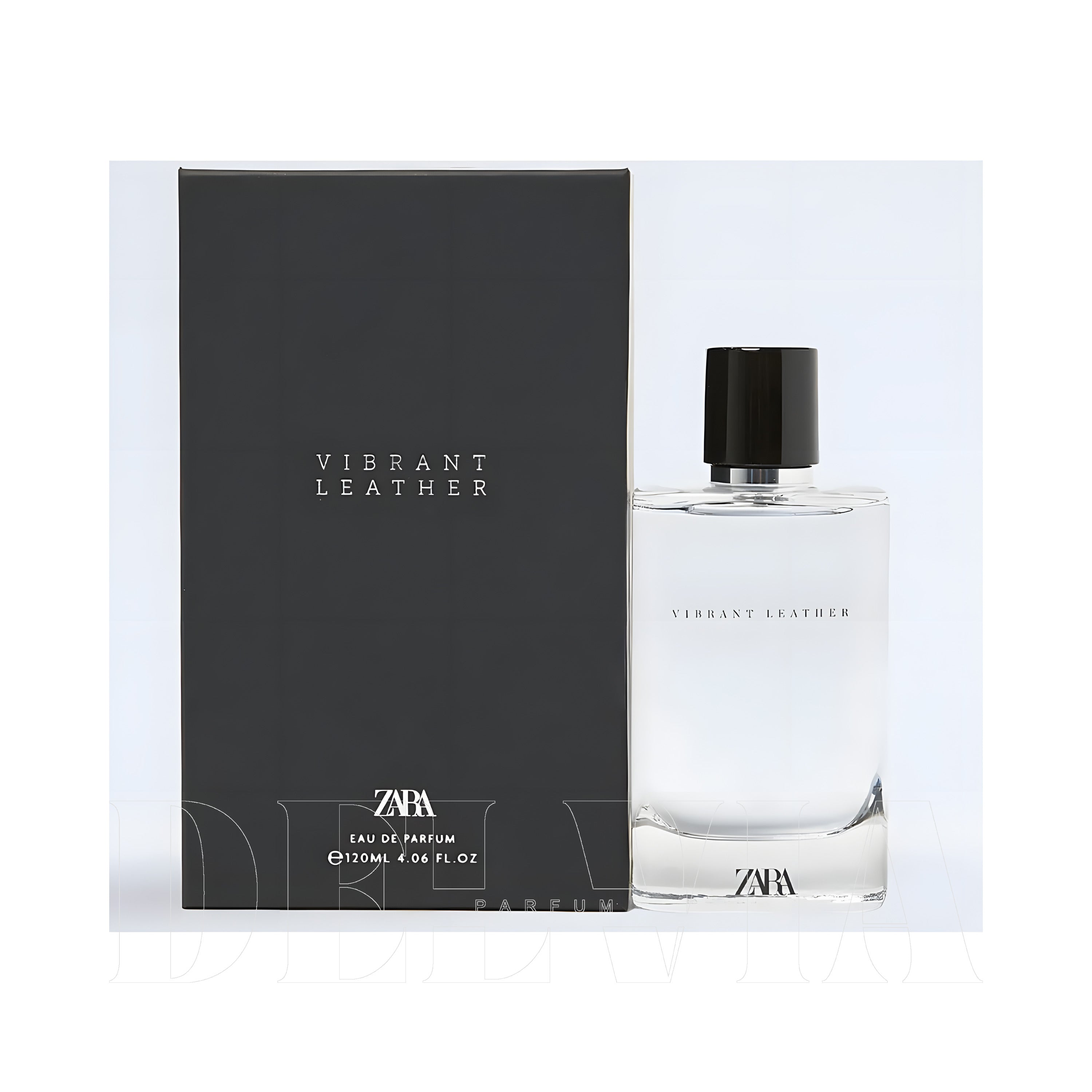 Zara Vibrant Leather 3 ml dekant parfüm — kutu ve şişe görseli