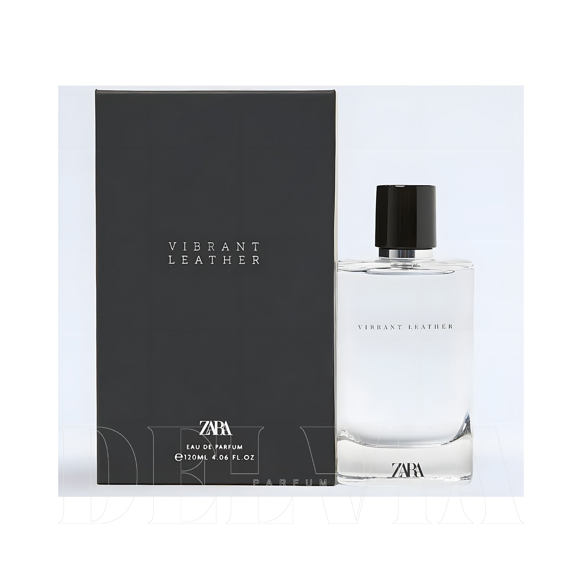 Zara Vibrant Leather 5 ml dekant parfüm — kutu ve şişe görseli